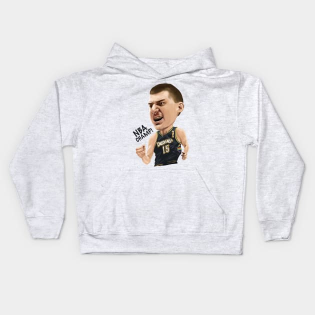 Nikola Jokic! NBA CHAMP and FINALS MVP Edition! Kids Hoodie by ericjueillustrates